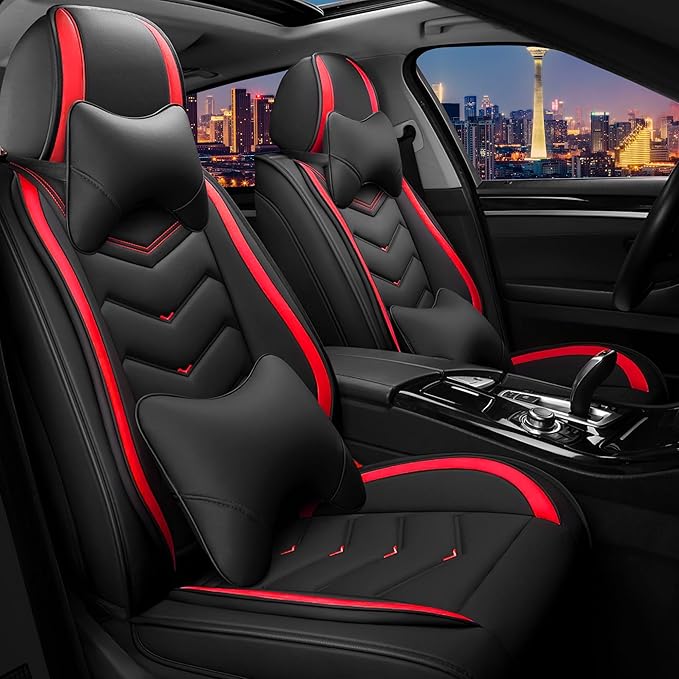 CTDS Car Seat Covers for Mazda CX-5 CX-3 CX-7 CX-9 CX-50 CX-30 CX-70 CX-90 2007-2026, Stylish Sport Seat Cover, Premium Nappa Leather Car Seat Cover.(Luxury 2 Seats/Black Red)