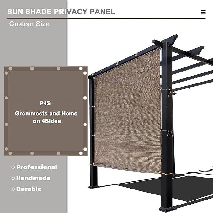 Alion Home Sun Shade Privacy Panel with Grommets and Hems on 4 Sides for Patio, Awning, Window, Pergola or Gazebo - Mocha Brown (6' W x 5' H)