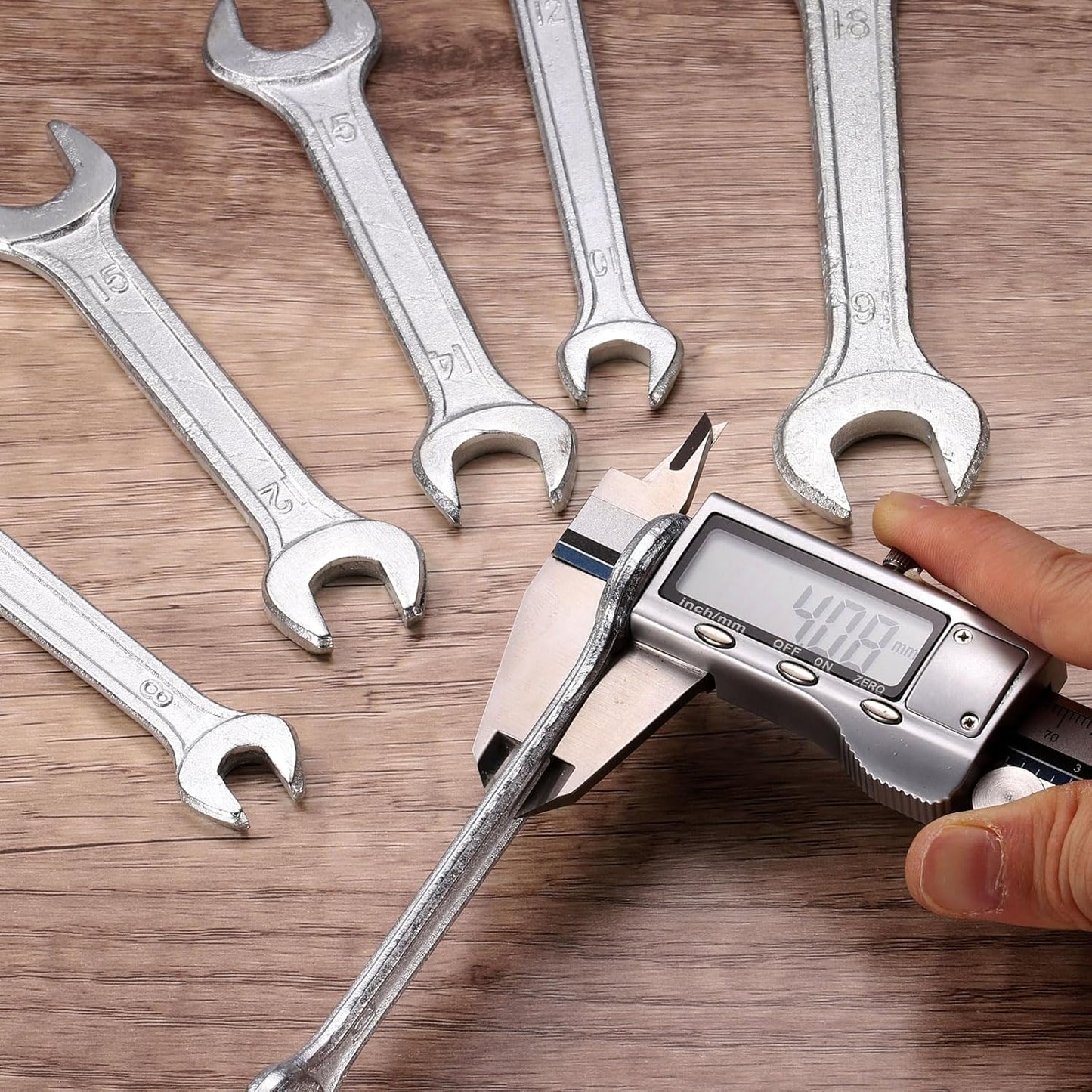 HARFINGTON 2pcs Double Open End Wrench 14mm x 17mm Metric 15 Degree Offset Angle Small Flat Head Wrench Galvanizing Open Ended Spanner for Automotive Repair Furniture Assembly