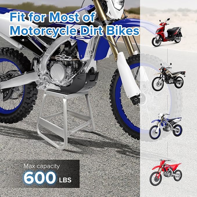 Donext Motorcycle Lift Stand Dirt Bike Stand 600LB Capacity Universal Panel Stand Moto Removable Maintenance Motocross Stand (Silver)