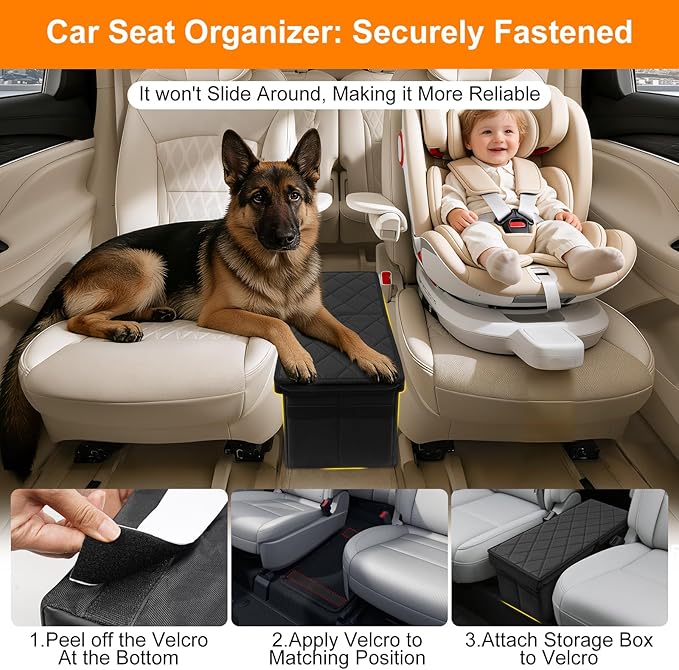 Car Seat Organizer for Subaru Ascent 2019-2026 w/Built-In Cooler Bag, Car Second Console Organizer w/Non-Slip Strips, Foldable Car Backseat Organize for Dog Toys Kids Snacks Travel Storage Box