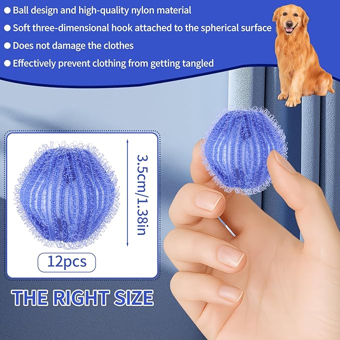 Pet Hair Remover for Laundry(12 PCS) - Washing Machine Hair Collector & Pet Hair Removal Tool, Cat Dog Hair Collector for Washer, Reusable Lint Trap for Front Load & Top Load Washers (Blue) (12)
