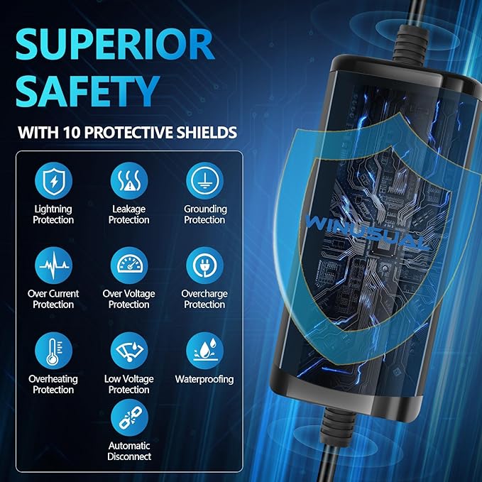 Portable Level 1 and 2 EV Charger,16A 110-240V with Fix Time Charge, 20FT Cable, NEMA 6-20 Plug and NEMA 5-15 Adapter, SAE J1772 EV Electric car Charger, Current Adjustable(NOT for Tesla)