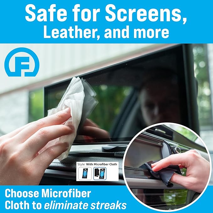 Fortress Car Interior Wipes with Microfiber Cloth (25 ct, Pack of 62) for Car Interior Cleaning, Dashboard, Seats, Detailing, and Steering Wheel [Travel Size] Skin-Safe Car Interior Cleaner Supplies