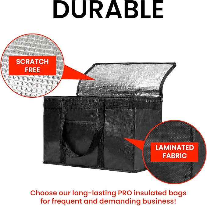 NZ home Insulated Bags for Food Delivery (2XL PRO) Grocery Shopping Cooler Bag, Pizza Delivery, Hot & Cold Catering Tote, Reusable, Foldable & Heavy Duty (Orange)