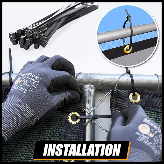 Royal Shade Custom Size 6' x 17' Black Fence Privacy Screen Windscreen Cover Netting Mesh Fabric Cloth - Cable Zip Ties Included (We Make Custom Size)