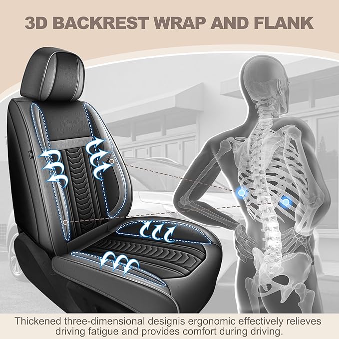 TTX LIGHTING for Honda CR-V 2015-2026 Seat Covers: Waterproof Leather Seat Protector with Airbag Compatible (2 Front Seats,Black&Gray)