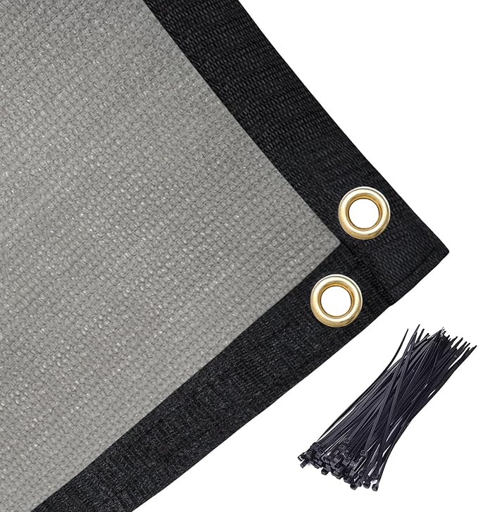 Amagenix 90% Shade Fabric 6'X 12' Gray Sun Shade Cloth with Grommets for Pergola Replacement Shade Cover Canopy, Heavy Duty, Cable Zip Ties Included (We Customized)