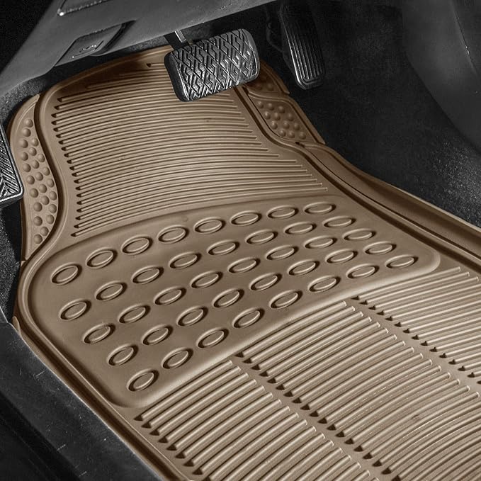 FH Group F11306 Trimmable Vinyl Floor Mats (Tan) Full Set - Universal Fit for Cars Trucks and SUVs