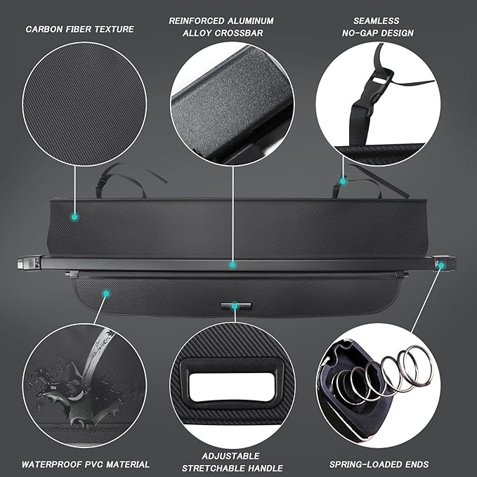 Cargo Cover for Outback 2020-2023 2024 2025 2026 Accessories No Gap Retractable Trunk Cover Security Shielding Shade Cargo Luggage Cover Trunk Privacy Protection (Carbon Fiber Texture)