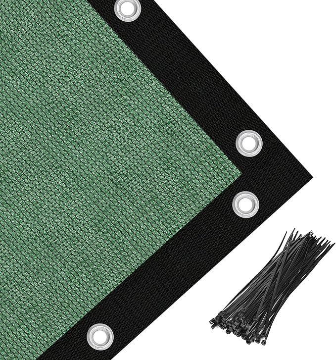 Amagenix 90% Pergola Shade Cover 12' X 14' Sun Shade Cloth with Grommets for Outdoor Garden Patio Porch, Commercial Grade 200 GSM - Cable Zip Ties Included (We Customized) GN108, Green