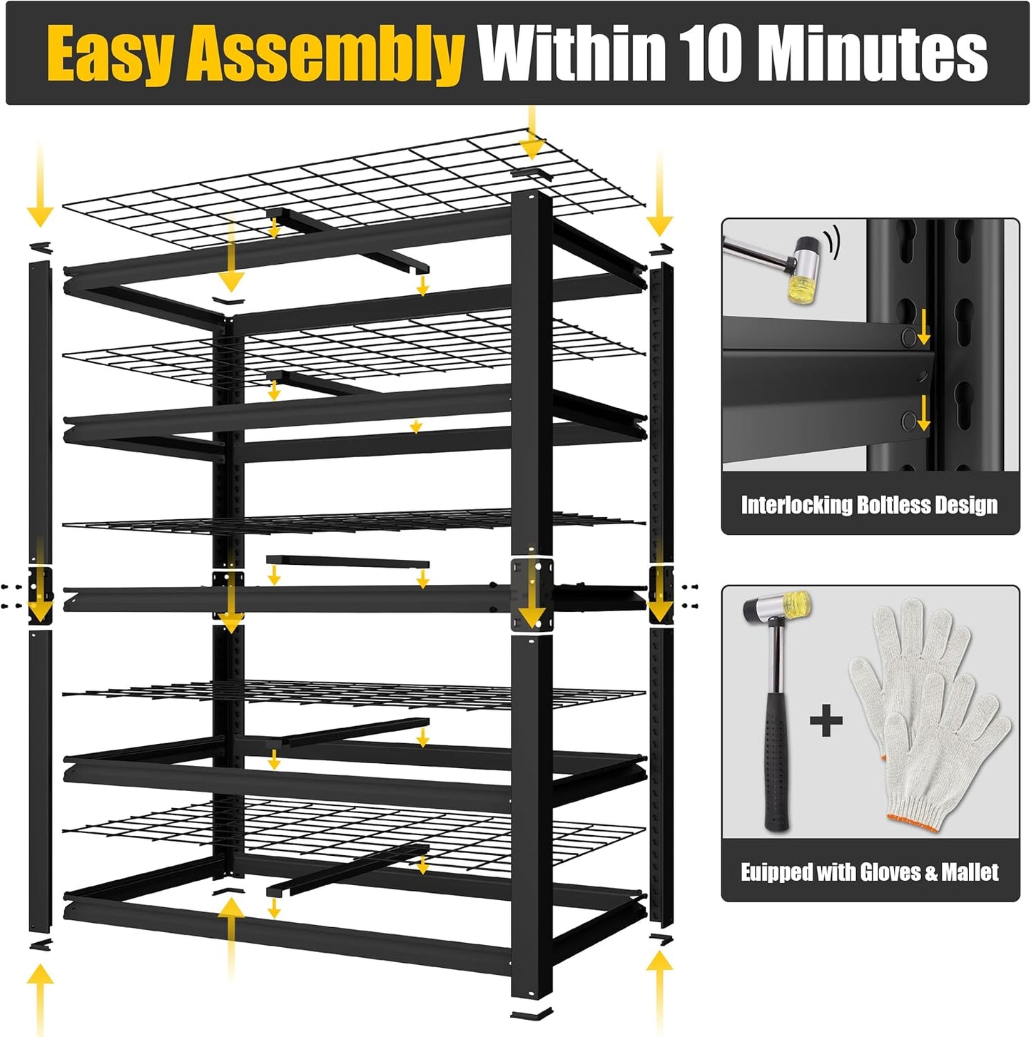 PrimeZone Heavy Duty Garage Shelving 5 Tier Heavy Duty Storage Shelves Adjustable Industrial Metal Wire Shelf Unit for Garage,Basement,Pantry,Warehouse,Commercial,36" W X 16" D X 72" H