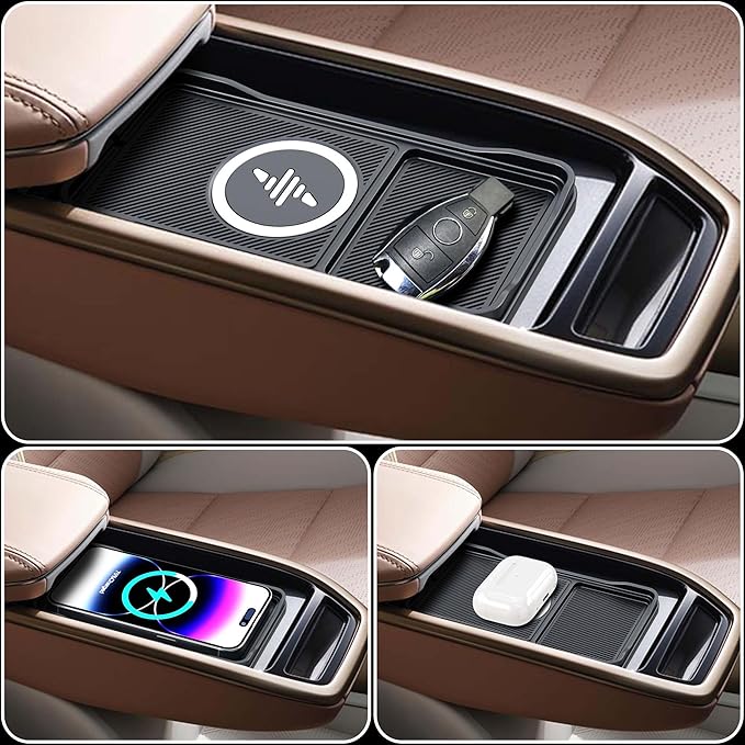 Wireless Car Charger Pad, 15w Fast Car Wireless Chargers Charging pad Non Slip Charger for Car Wireless Phone Charger for iPhone 17/16/15/14/13/12 Pro Max,Samsung S23 S22 S20 for Android, 30cm Cable