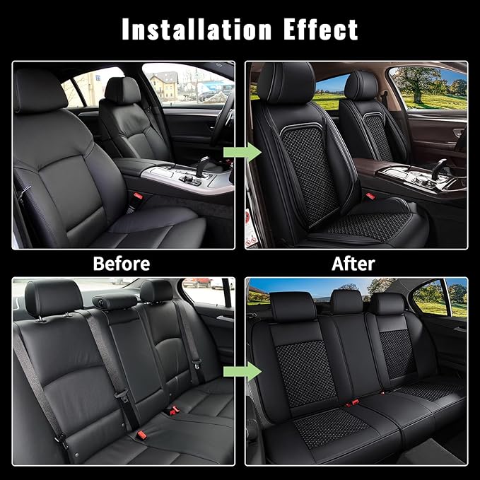 Car Seat Covers Full Set for Toyota 4Runner 2003-2025 2026: Breathable Cool Ice Silk Leather Seat Covers: 5 Seats Vehicle Seat Cushion (Black)
