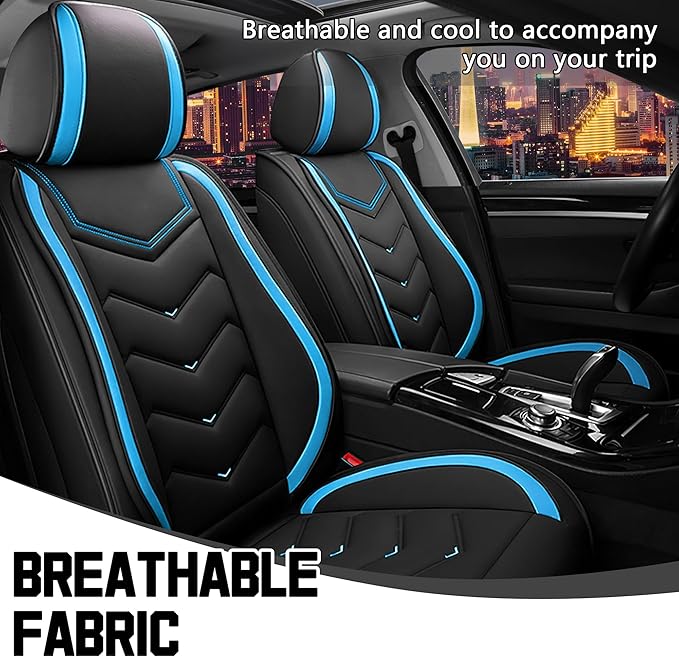 CTDS Car Seat Covers for Nissan Altima 2001-2026, Stylish Sport Seat Cover, Premium Nappa Leather Car Seat Cover. Automobile Seat Covers Sets.(Standard 2 Seats/Black Blue)