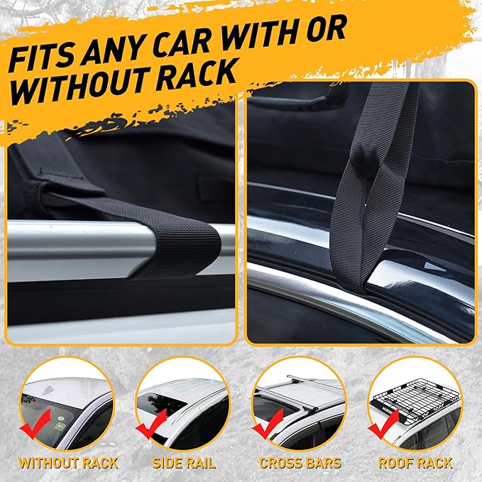 WILDROAD Rooftop Cargo Carrier - 25 Cubic Feet, 600D Ultra Anti-Tear Fabric, Waterproof Car Roof Bag with Soft-Shell, Anti-Slip Mat and 6 Door Hooks - Fits Cars with/Without Racks