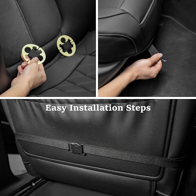 JOJOBAY 2pack Leather Car Seat Cover,Bottom Seat Covers for Cars,Front Seat Protector,Fit for 95% of Vehicles - Padded,Anti-Slip,Premium Leather(2 PCS,Beige)