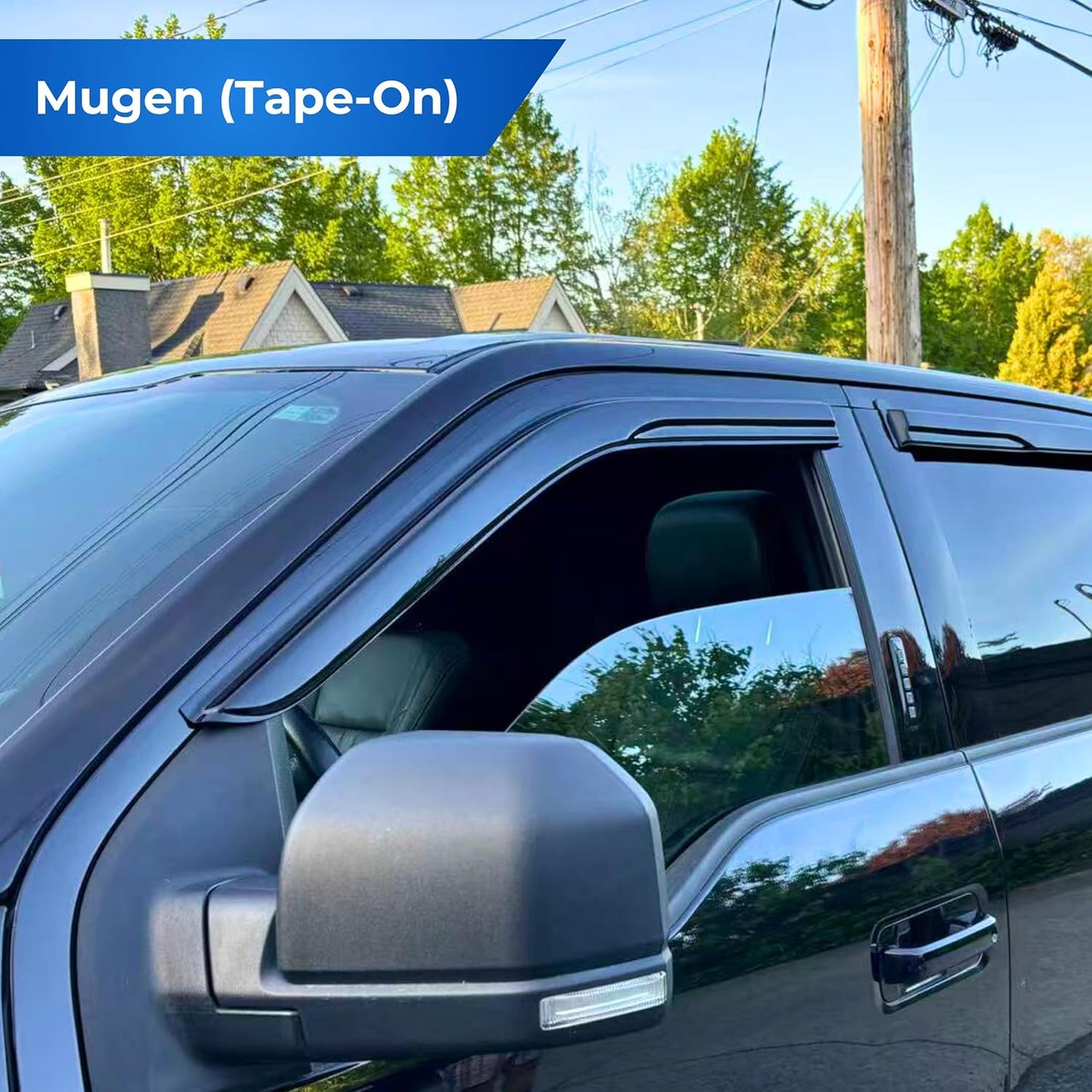 KPY Window Visor Compatible with Honda Civic Sedan 2016-2021, 4PC Rain Guard Side Window Vent Deflectors Tape-On Mugen Style, 2016 2017 2018 2019 2020 2021