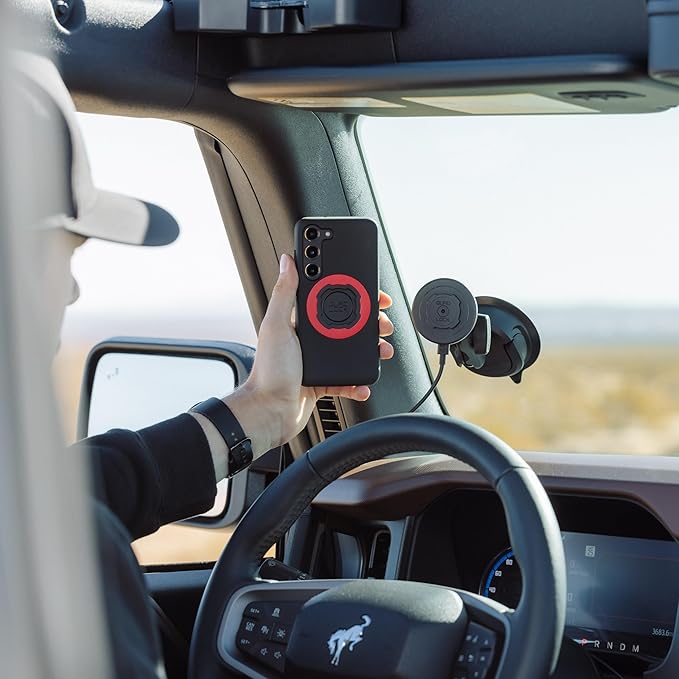 Quad Lock Heavy Duty Suction Car Phone Mount with MAG Phone Case and MAG Wireless Charging Head for iPhone 14 Plus