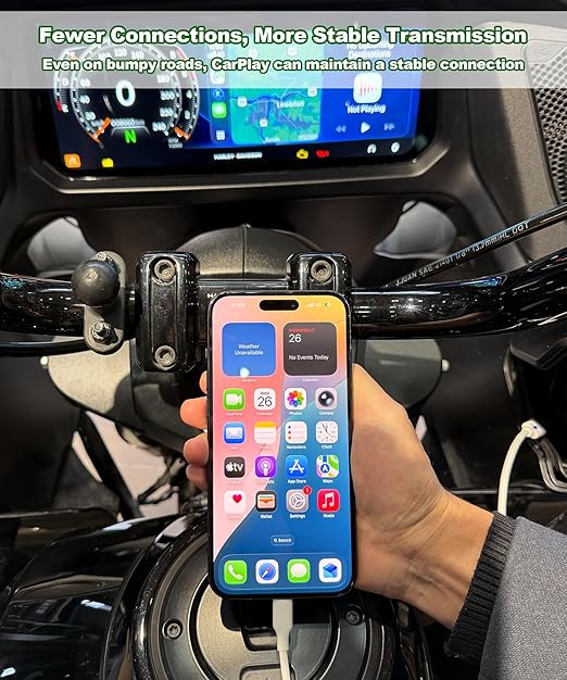USB-C Motorcycle CarPlay Bypass Adapter Cable,Activate Motorcycle CarPlay Screen Casting Without Bluetooth Headset,Compatible with Harley/Goldwing/Indian,Support Charging Simultaneously