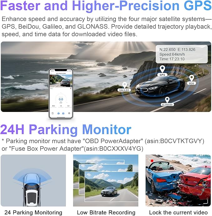 Front 4K HDR Dash Cam STARVIS 2 IMX678, Custom Fit for Toyota Highlander & Hybrid Gen4 UX70 2020-2026(Model A), E Limited L XLE XSE etc, 5GHz WiFi, GPS, 64GB Card