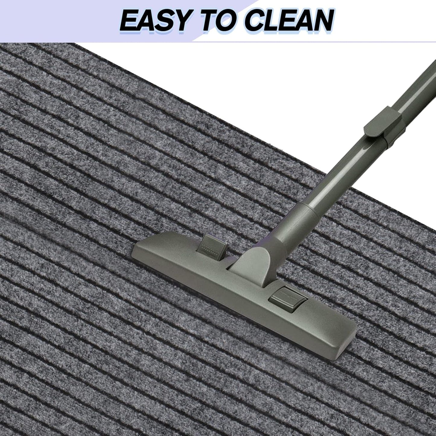 Custom Size Backed Non-Slip Area Rugs Runner, Easy Clean, Waterproof Runner Rugs for Hallway Entryway, Kitchen, Laundry, 4FT x 15FT, Gray Stripe
