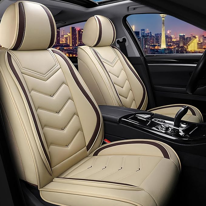 CTDS Car Seat Covers for Mazda CX-5 CX-3 CX-7 CX-9 CX-50 CX-30 CX-70 CX-90 2007-2026, Stylish Sport Seat Cover, Premium Nappa Leather Car Seat Cover.(Standard 2 Seats/Beige)