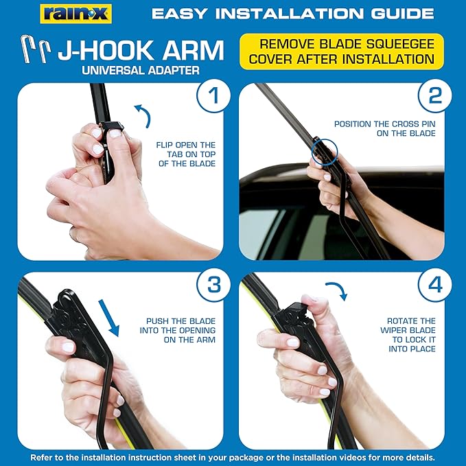 Rain-X Silicone AdvantEdge Wiper Blade 24" Windshield Wiper Blades Replacement, All-Weather Performance Lasts 2X Longer, Premium Beam, Installock Adapter for Easy Fit (Pack of 1)