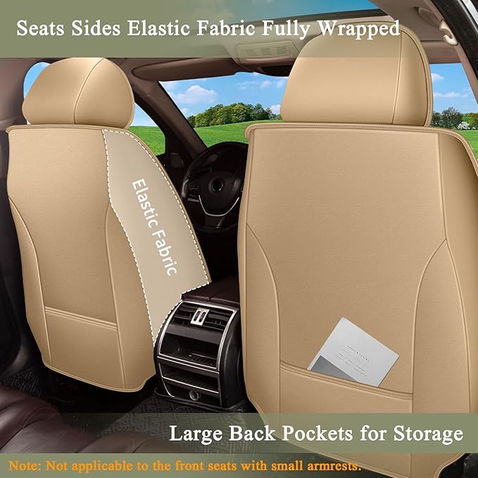 Breathable Car Seat Covers for Toyota Camry 2012-2025 2026, Front Seats, Perforated Leather, Seat Protector, Interior Trim for Toyota Camry Accessories (Beige&Brown)