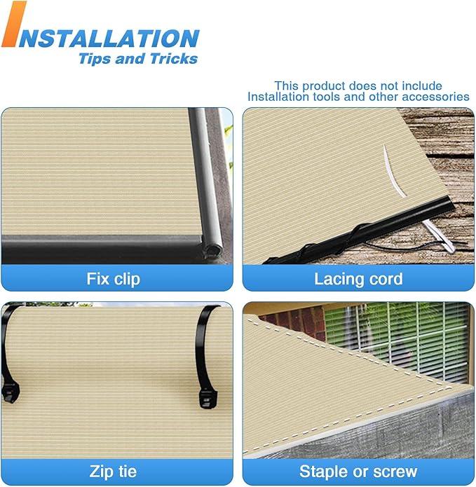 TANG Sun Shade Fabric Roll 8'x65' Shade Cloth for Garden Beige HDPE Mesh Shading Pergola Cover Replacement Canopy, 95% Blockage Sunshades for Outdoor Patio Backyard Plant