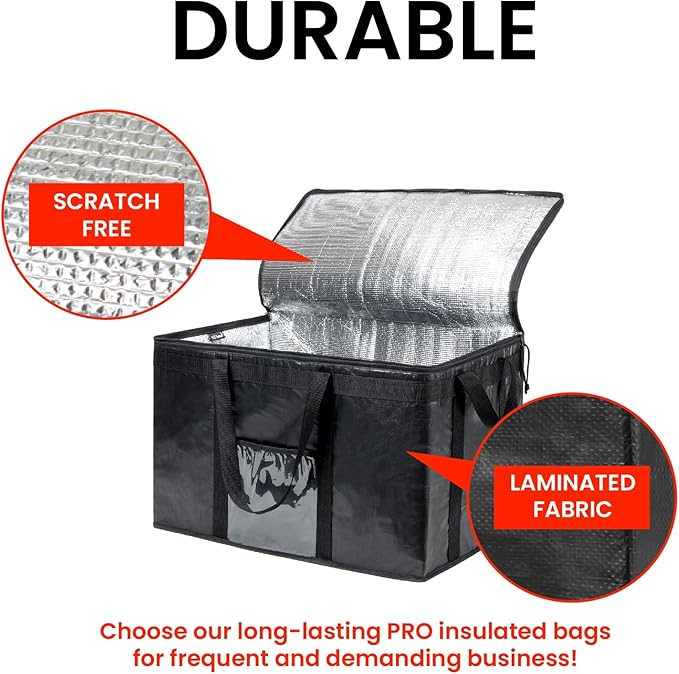 NZ home Insulated Bags for Food Delivery (3XL PRO) Grocery Shopping Cooler Bag, Pizza Delivery, Hot & Cold Catering Tote, Reusable, Foldable & Heavy Duty (Orange)