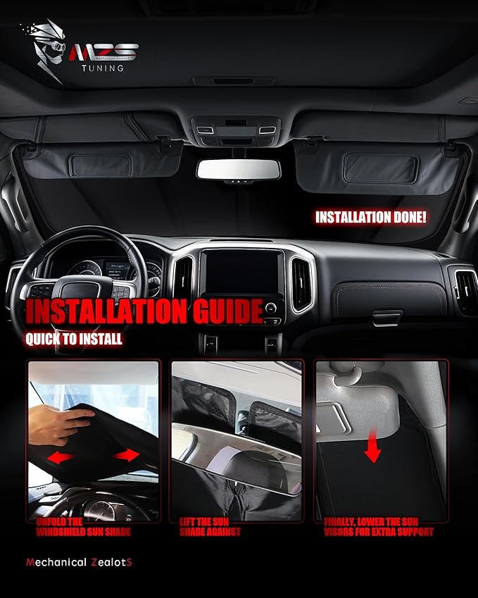MZS Windshield Sun Shade Compatible with Edge 2015-2024, Foldable SUV Front Window Sunshade with Storage Pouch, Sun Visor Shield for Interior Protector