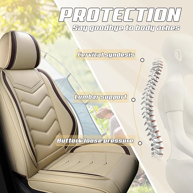 Car Seat Covers Fit for Infiniti g37 2000-2026, Stylish Sport Seat Covers, Waterproof Wear-Resistant Premium Nappa Leather Car Seat Cover.(2 Pcs Front/Beige)