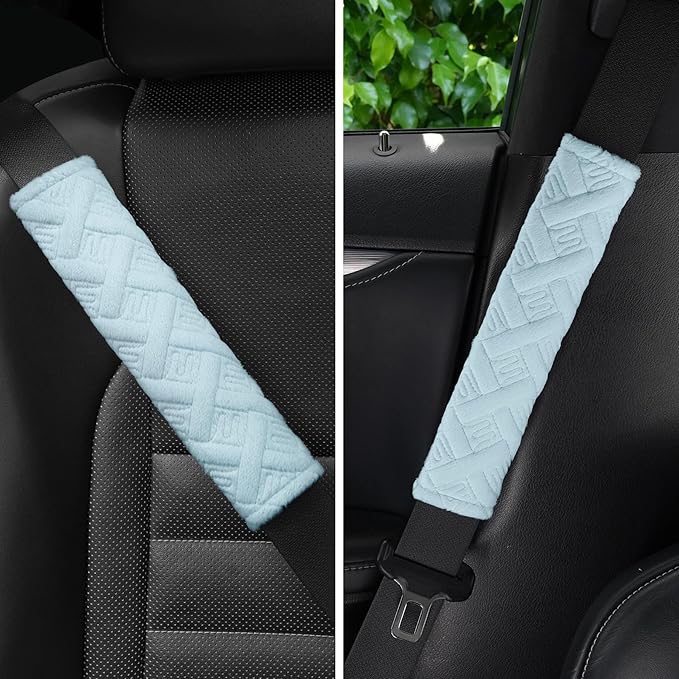 JUSTTOP 2-Pack Universal Car Shoulder Strap Pads Cover for A More Comfortable Driving, Shoulder Strap Covers Harness Pad for Car Interior Accessories(Cyan)