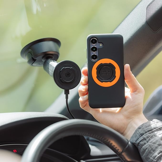Quad Lock Heavy Duty Suction Car Phone Mount with MAG Phone Case and MAG Wireless Charging Head for iPhone 12/12 Pro