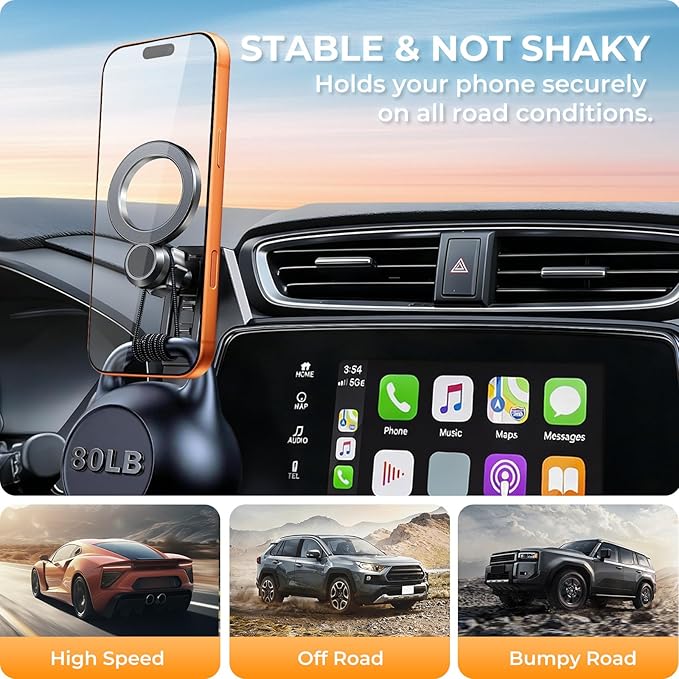 Car Phone Holder for Honda CRV CR-V 2022 2021 2020 2019 2018 2017 (Only for 5/7-Inch Screen) 360° Rotation Magnetic Cell Phone Mount, Compatible with Magsafe, Does Not Affect Air Vent