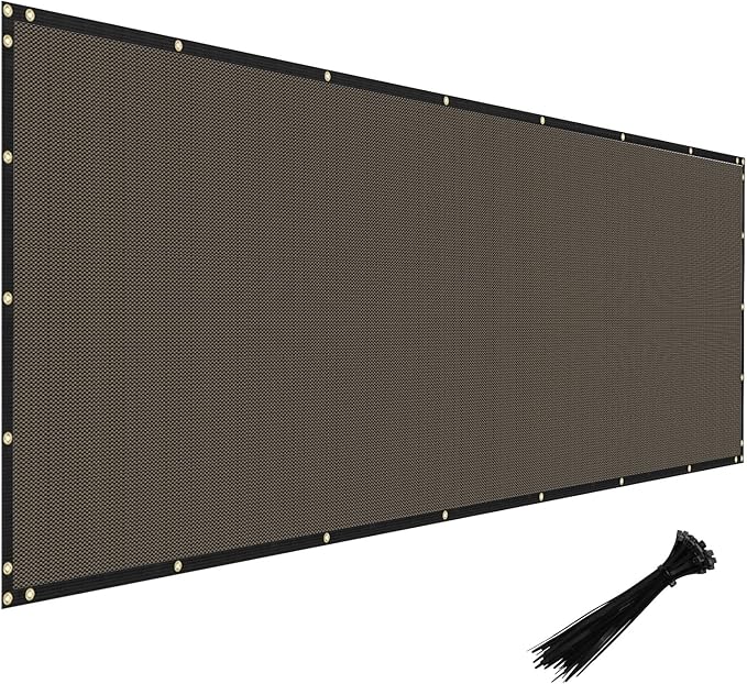 Windscreen4less Privacy Fence Screen Heavy Duty Windscreen Fencing Mesh Fabric Shade Net Cover with Brass Grommtes for Outdoor Wall Garden Yard Pool Deck, 8'x241' Brown