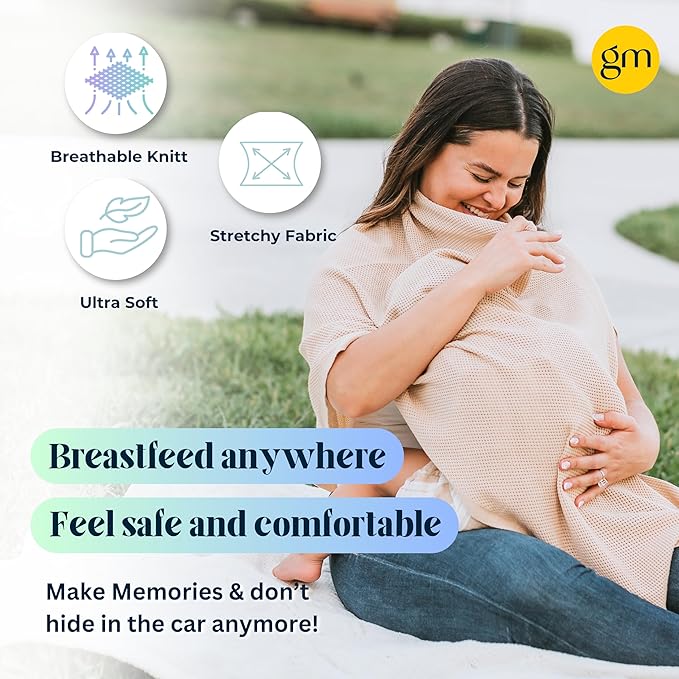 Breathable Nursing Cover Up for Breastfeeding - Privacy Nursing Covers - Newborn Essentials Must Haves - Improved Ponchy by Gold Mamas - Ebony