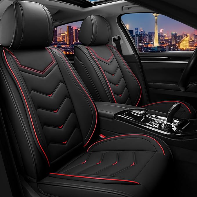 CTDS Car Seat Covers for Nissan Pathfinder 2000-2026, Stylish Sport Seat Cover, Premium Nappa Leather Car Seat Cover. Automobile Seat Covers Sets.(Standard 2 Seats/Black)