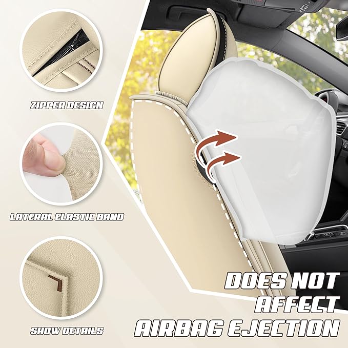 Car Seat Covers Fit for Infiniti g37 2000-2026, Stylish Sport Seat Covers, Waterproof Wear-Resistant Premium Nappa Leather Car Seat Cover.(2 Pcs Front/Beige)