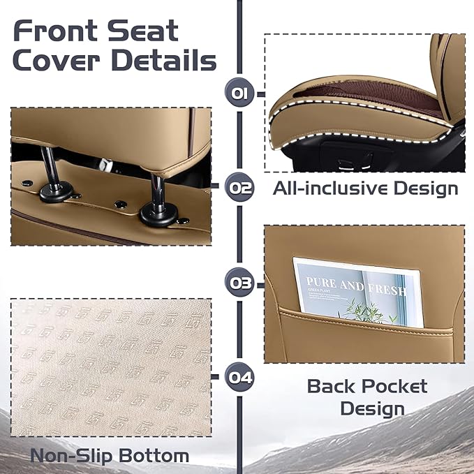 Truck Seat Covers for Ram 3500 2009-2026, Waterproof Premium Leather Full Coverage Car Seat Cover, Muscle Sport Style Auto Interior Seat Cover Sets (Front Set/Brown Coffee)