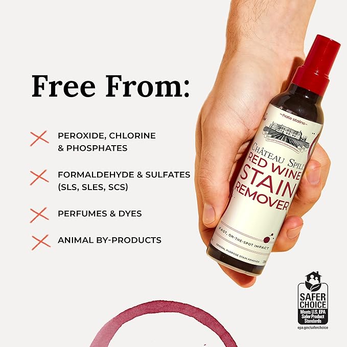 Chateau Spill Wine Stain Remover Spray - Laundry Stain Remover Spray - EPA Safer Choice Certified Carpet Cleaner - 4 Fl Oz (Pack of 2)