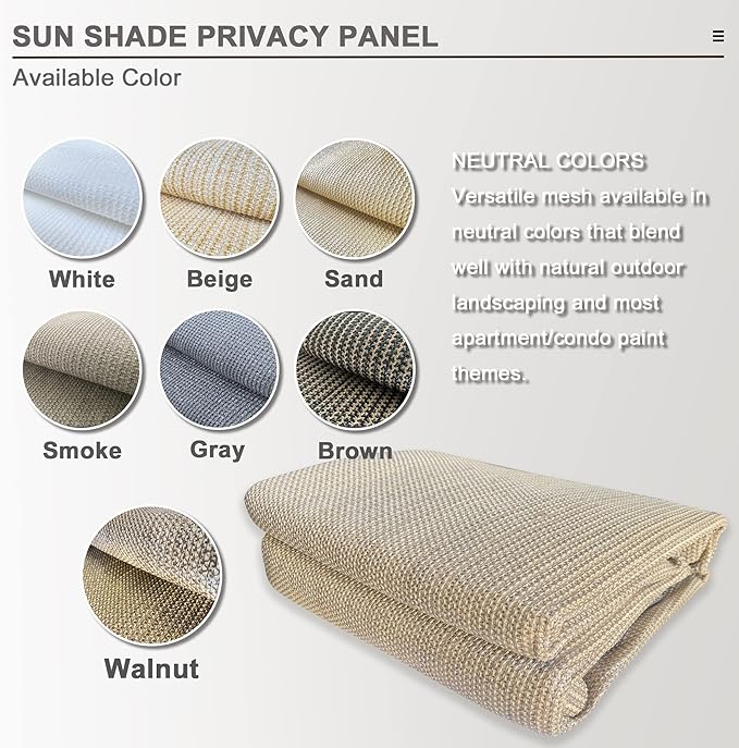 Sun Shade Privacy Panel with Grommets on 4 Sides for Patio, Awning, Window Cover, Pergola or Gazebo (Walnut, 8' x 8')