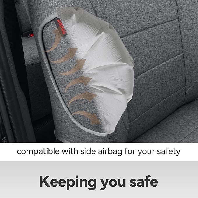 coverdream Cloth Seat Covers Full Set for 2019-2024 2025 Toyota RAV4 LE,XLE,XLE Premium,Limited,Fullly Covered,UV-Resistant,Breathable Polyester Car Seat Protector SUV Seat Cushion(Gray)