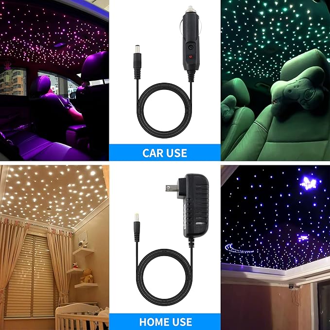 ATOKEE 16W Mixed 450pcs 9.8ft Starlight Headliner Kit, Sound Activated Fiber Optic Star Lights for Car Ceiling Decor, Controlled Via App & RF Remote