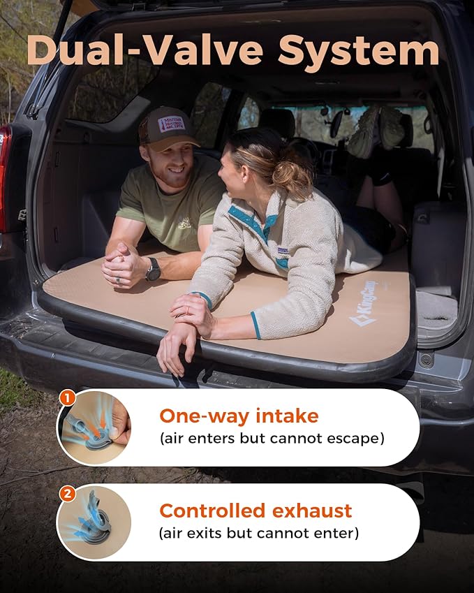 KingCamp FLEXIREST 5.0 Camping Mattress, No Sag High-Support Inflatable Double Sleeping Pad with 1100lbs Capacity & Pump Sack, PVC-Free Air Bed for Outdoor Car Tent Cot Camping Glamping Couples, Full