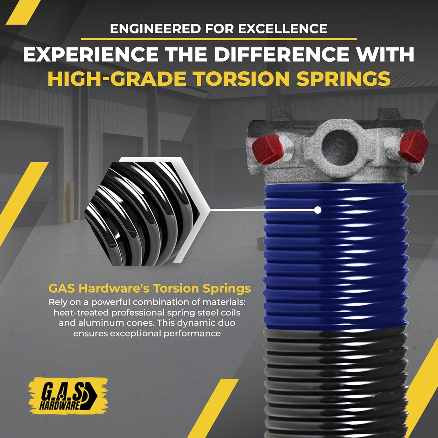 Garage Door Torsion Spring 262x1.75x48 Includes 1” Steel Bearing, Gloves, Manual, and Winding Bars for Right Side of Garage Door Precision E-Coating 5-Year Warranty Min. 30,000 Cycles (Black Cone)