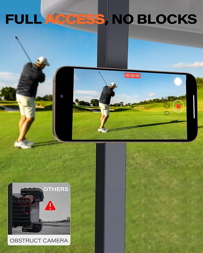 A2C Alloy Magnetic Golf Cart Phone Holder for MagSafe iPhone, Unique Golf Gifts for Men Golfers Dad Father, Golf Gift for Him Husband, Golf Accessories Essentials Gadgets Fits EZGO, Club Car (Black)