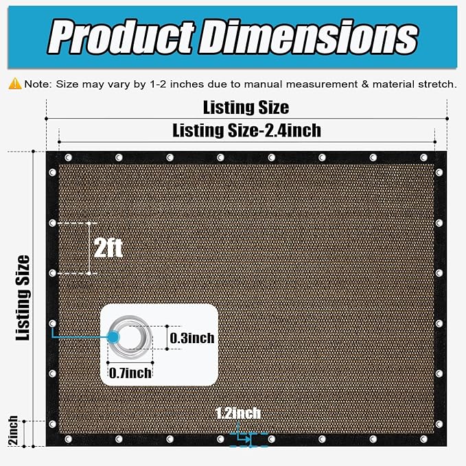 Amagenix 90% Sun Shade Cloth with Grommets, 3' x 16' Pergola Replacement Shade Cover Canopy Privacy Screen for Outdoor Patio Garden, Mocha (We Customized)