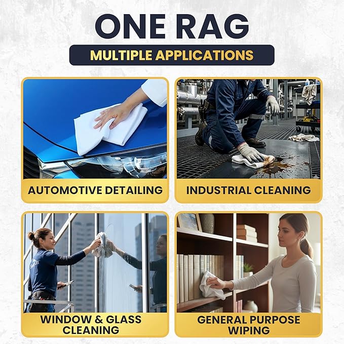 Premium White T-Shirt Cleaning Rags (4 lbs. Bag of Rags) – White Cotton Rags for Cleaning, Staining, Painting, Oil, Grease & Dust Removal – Shop Rag Bulk